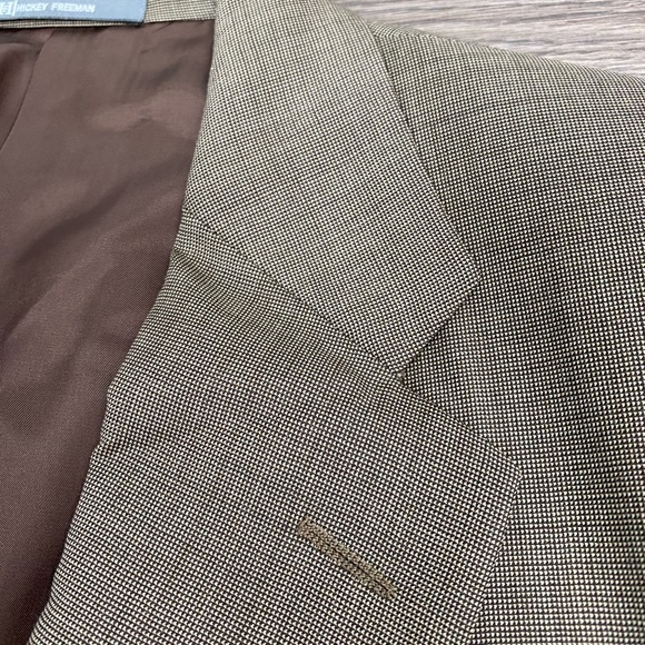Hickey Freeman Tan Tic Weave Sport Coat 44L Long